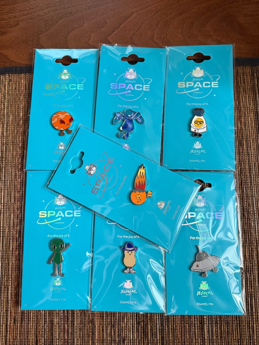 Jellycat Space Pin Lot 7 Badges Brooches Korean Exclusive Bunny Peanut Egg - Picture 2 of 8